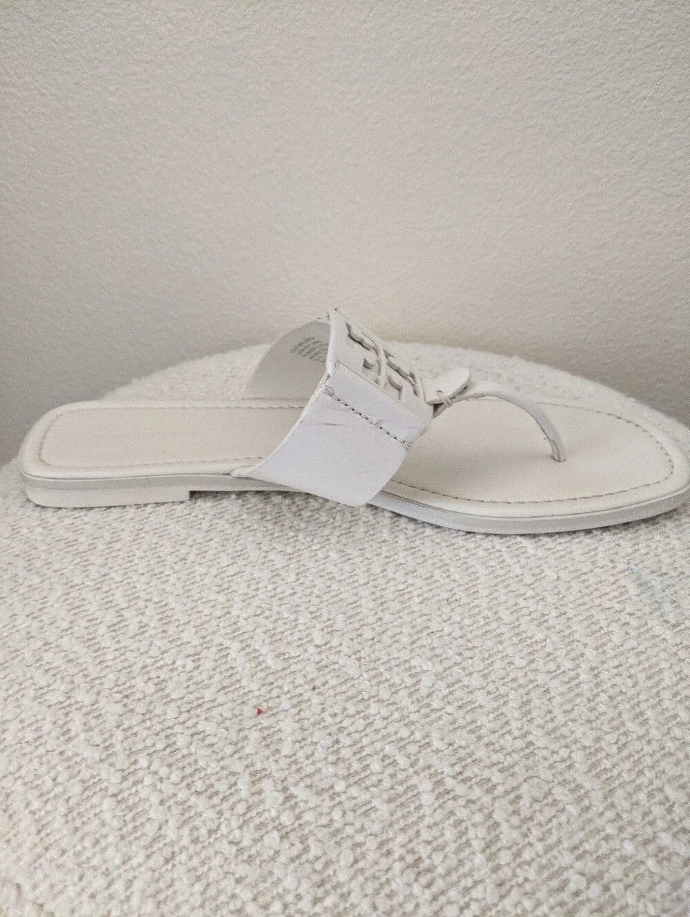 Tory Burch Calf Leather Georgia Thong Sandals White Size 9 M